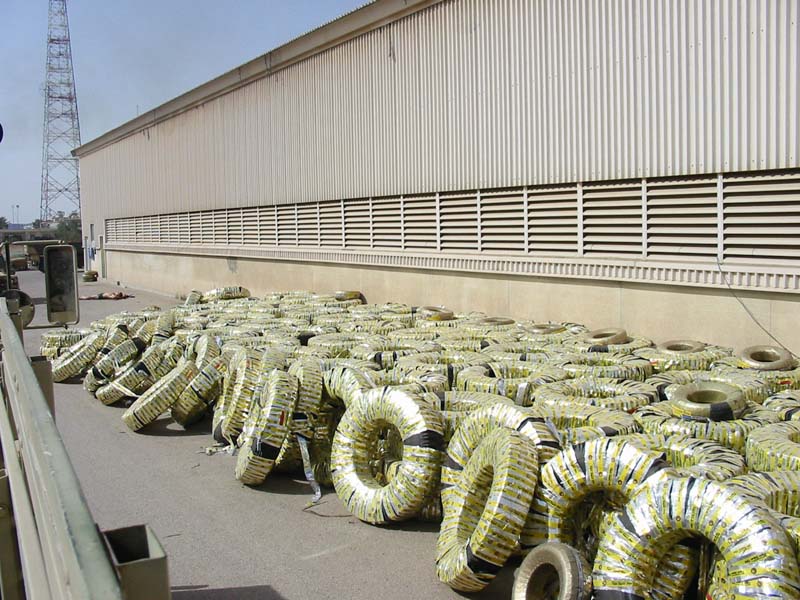 Tires wrapped in foil are a strange site