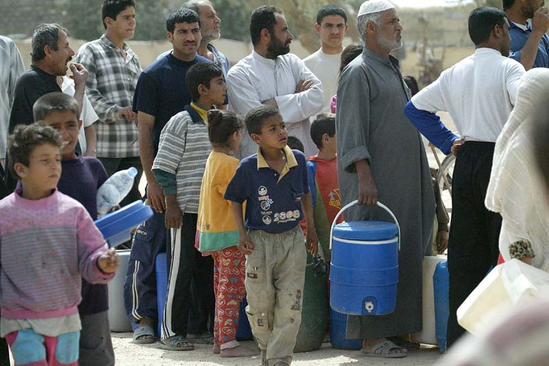 Locals lined up for clean water